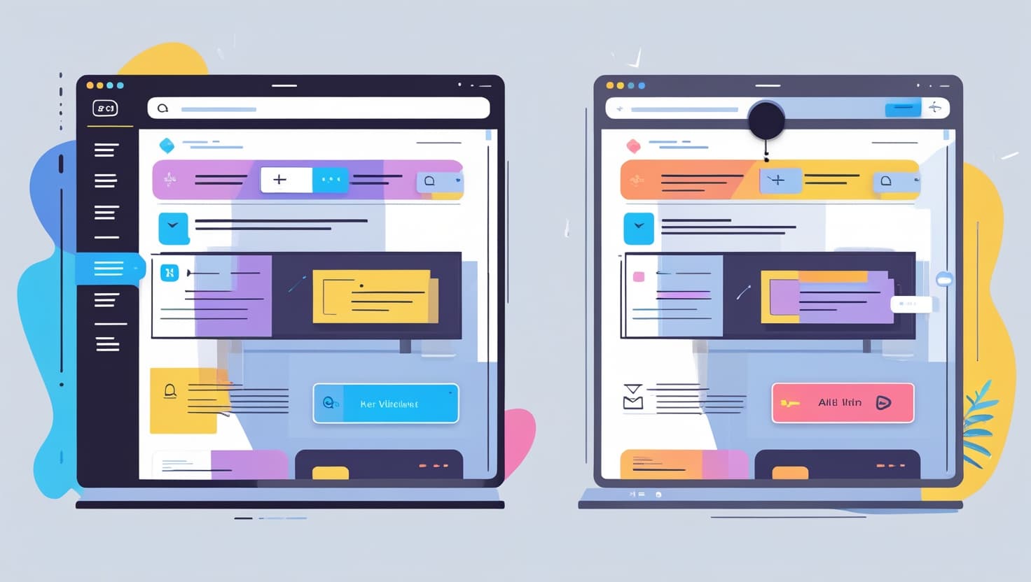 Comparación entre una interfaz web clásica y otra moderna, mostrando cómo los diseños evolucionan para ser más atractivos y funcionales.